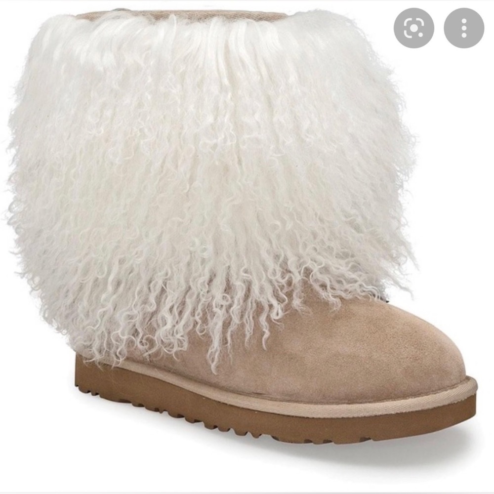 UGG Mongolian Fur Sheepskin Suede Eva Boots Shoes Limited Edition Womens